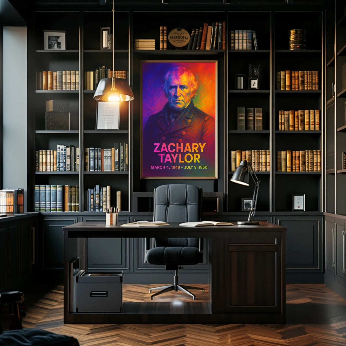 Zachary Taylor 12th President of the United States Neon Gradient Overlay Poster