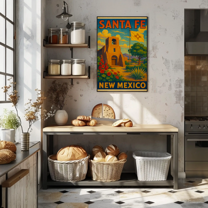 Santa Fe Adobe Charm, Mid-Century Travel Poster