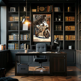 Futuristic Motorcycle In Urban Alley Poster PosterGoat