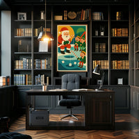 Santa's Whimsical Christmas Fishing Adventure Poster