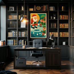 Santa's Whimsical Christmas Fishing Adventure Poster