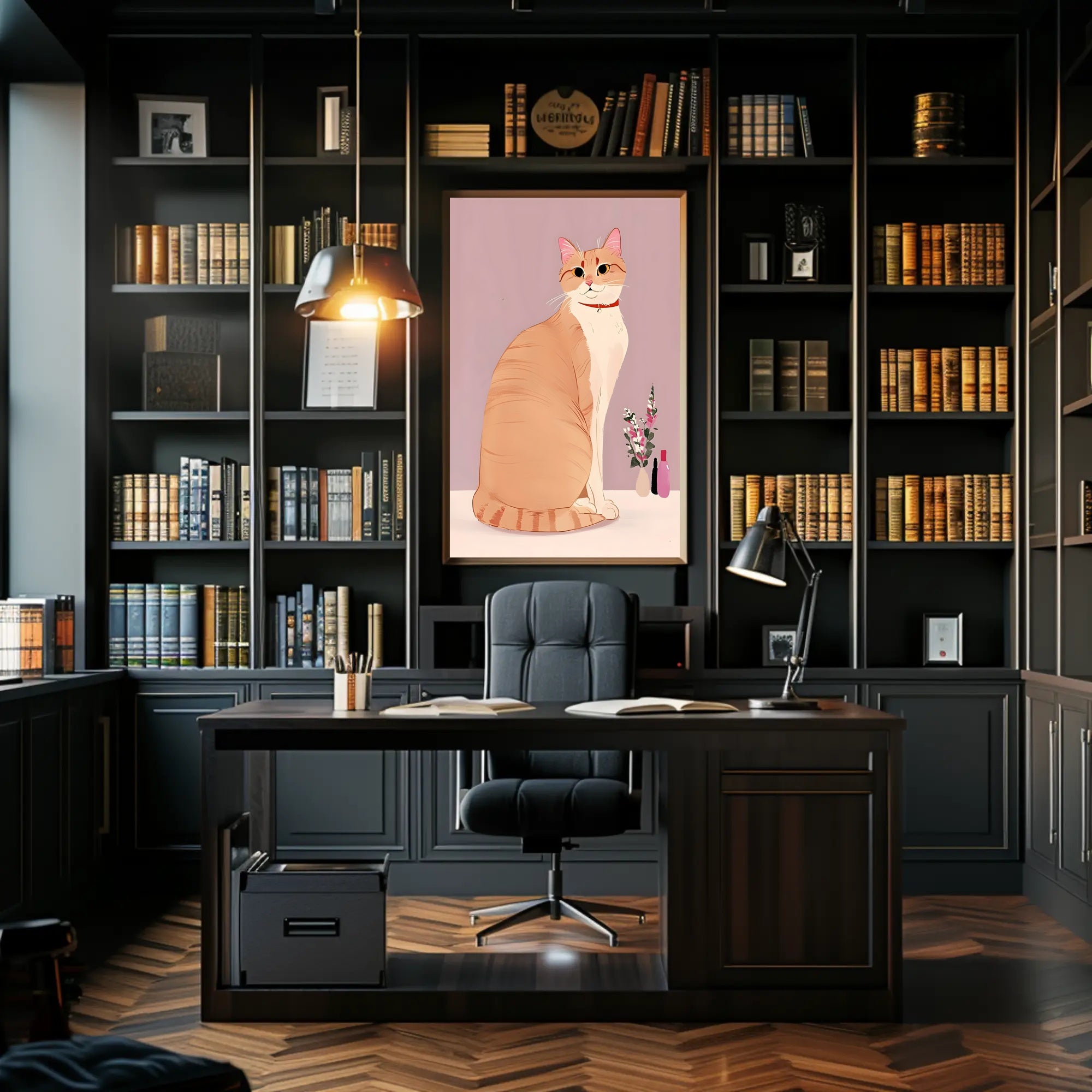 Regal Cat Portrait Poster Vintage Animal Wall Art