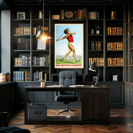 Soviet Javelin Thrower Vintage Art Sports Poster