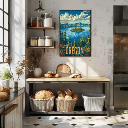 Oregon Crater Lake Wilderness Vista Travel Poster