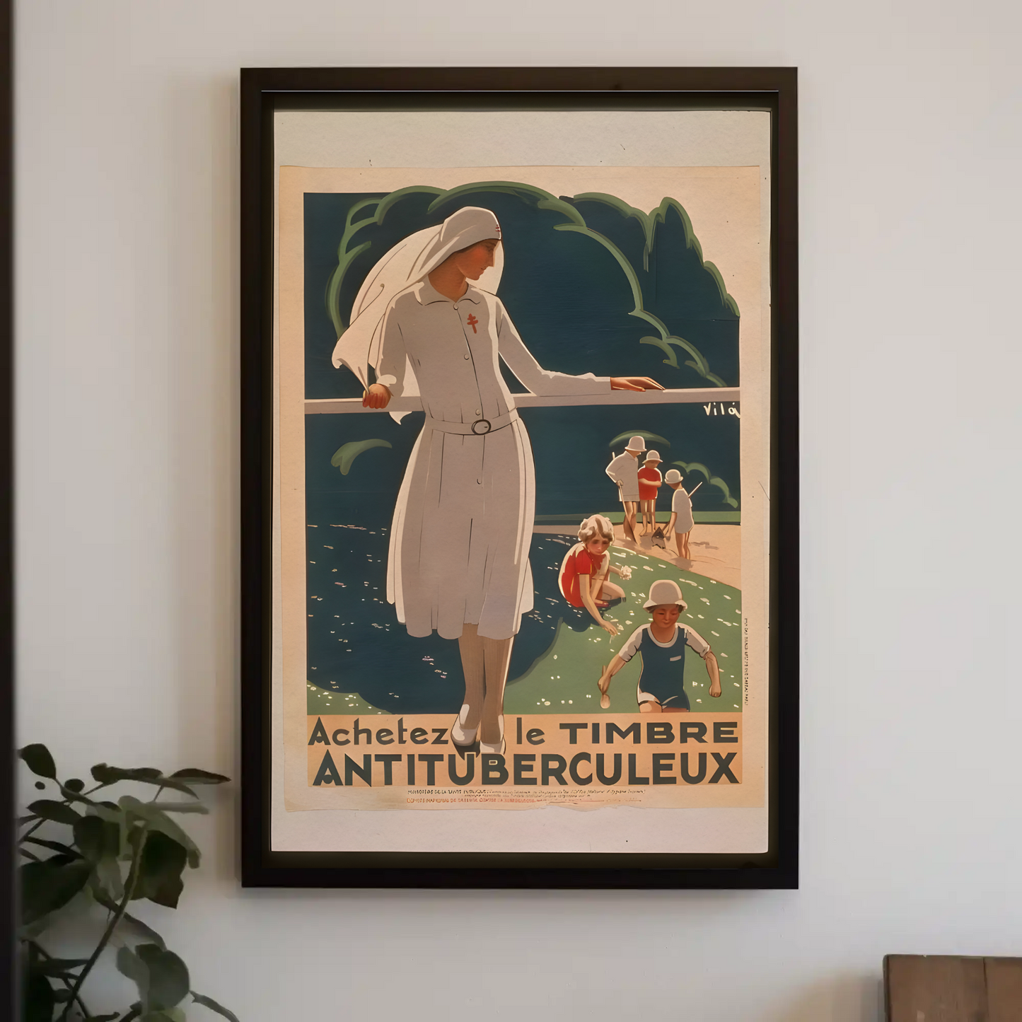 French Anti Tuberculosis Stamp Health Vintage Travel Poster