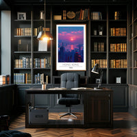 Vibrant Hong Kong Sunset Cityscape Urban Poster