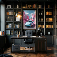 Futuristic Drive in a Surreal Landscape Poster PosterGoat