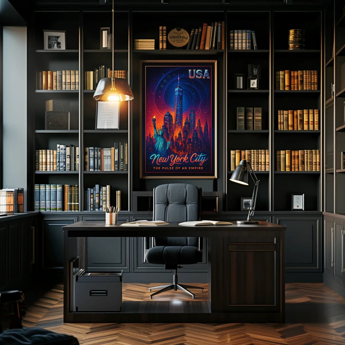 New York City Skyline Retro-Futuristic Poster Art
