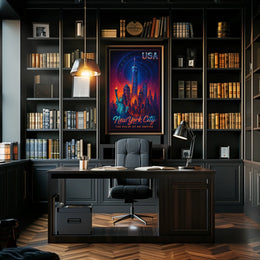 New York City Skyline Retro-Futuristic Poster Art