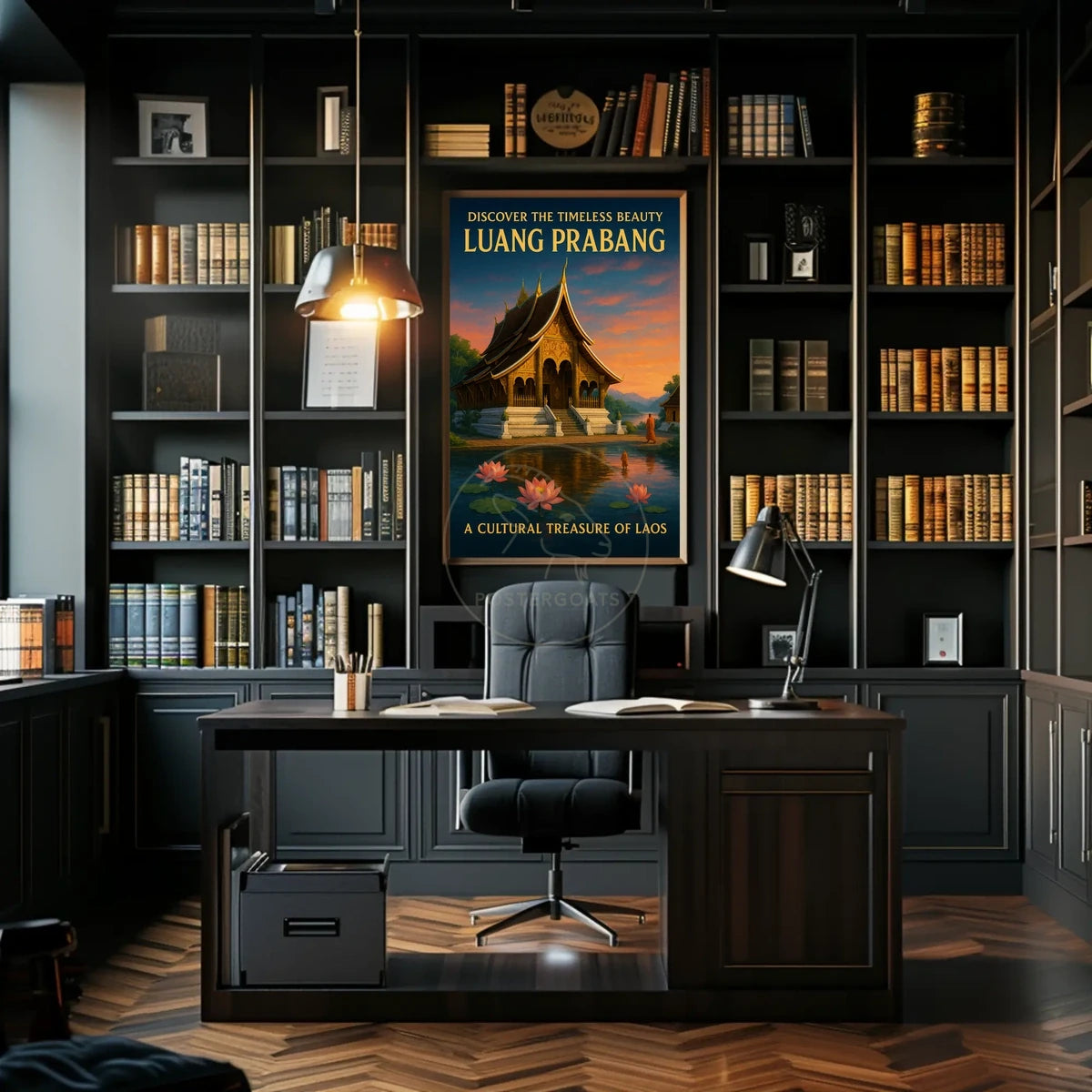 Luang Prabang Cultural Treasure Photorealistic Travel Poster