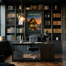 Luang Prabang Cultural Treasure Photorealistic Travel Poster