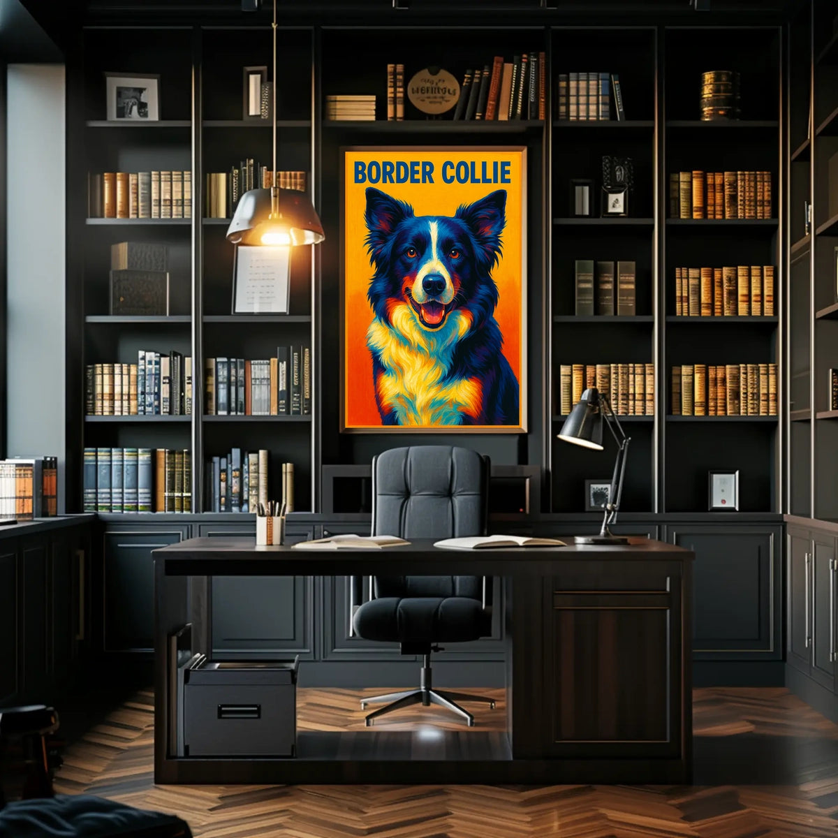 Vibrant Border Collie Portrait Poster