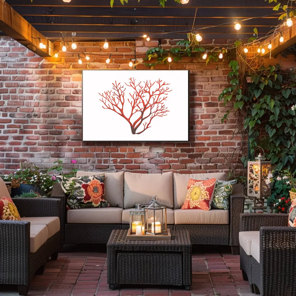 Red Coral Branch Minimalist Art Poster Print