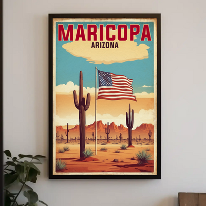 Maricopa Arizona Desert Flag Vintage Travel Poster