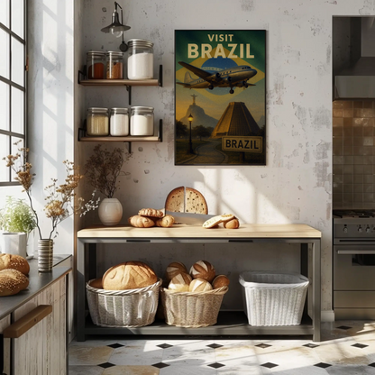 Visit Brazil Scenic Landmarks Flight Travel Poster