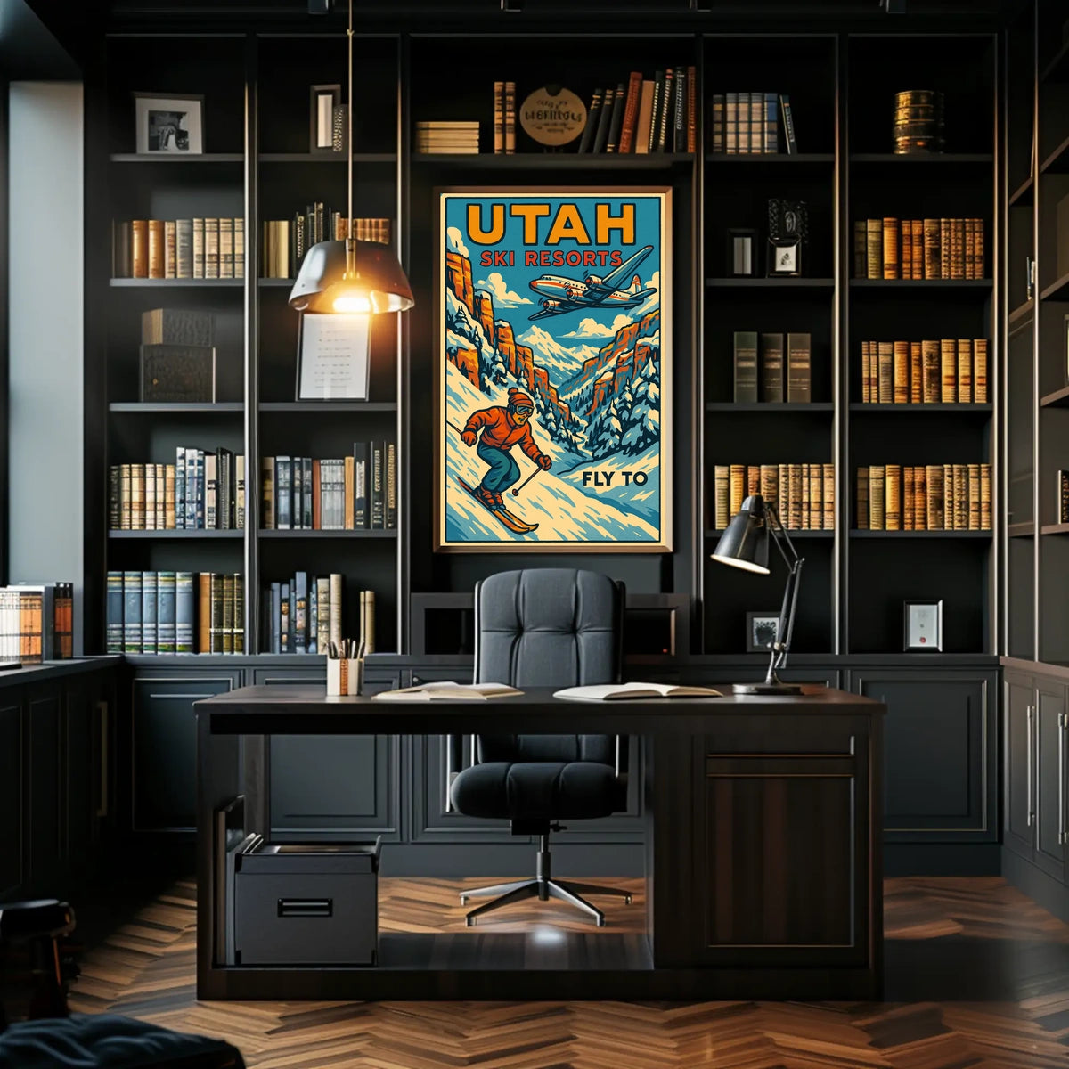 Fly to Utah Ski Resorts Poster
