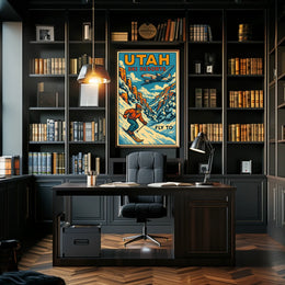 Fly to Utah Ski Resorts Poster