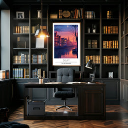 Serene Evening Scene of Delft Urban or Cityscape Poster