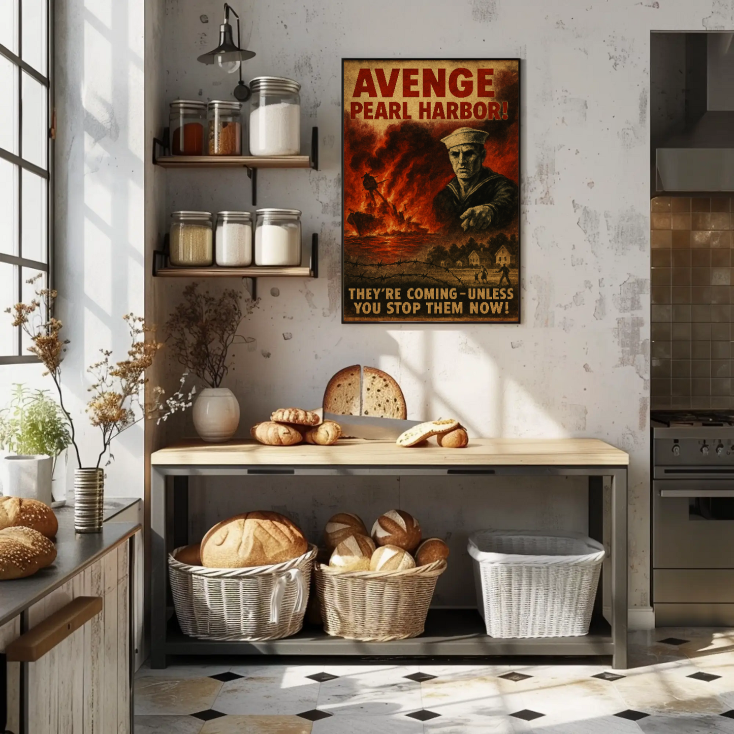Avenge Pearl Harbor Dramatic WWII Propaganda Poster