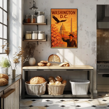 Washington DC Cherry Blossoms Capitol Eagle Travel Poster