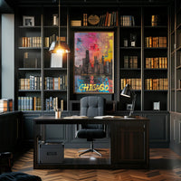 Chicago Skyline in Vibrant Abstract Urban or Cityscape Poster