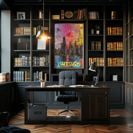 Chicago Skyline in Vibrant Abstract Urban or Cityscape Poster