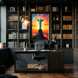 Christ The Redeemer At Sunset Poster