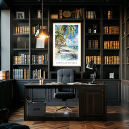 Tropical Beach Paradise in Watercolor Travel Poster PosterGoat