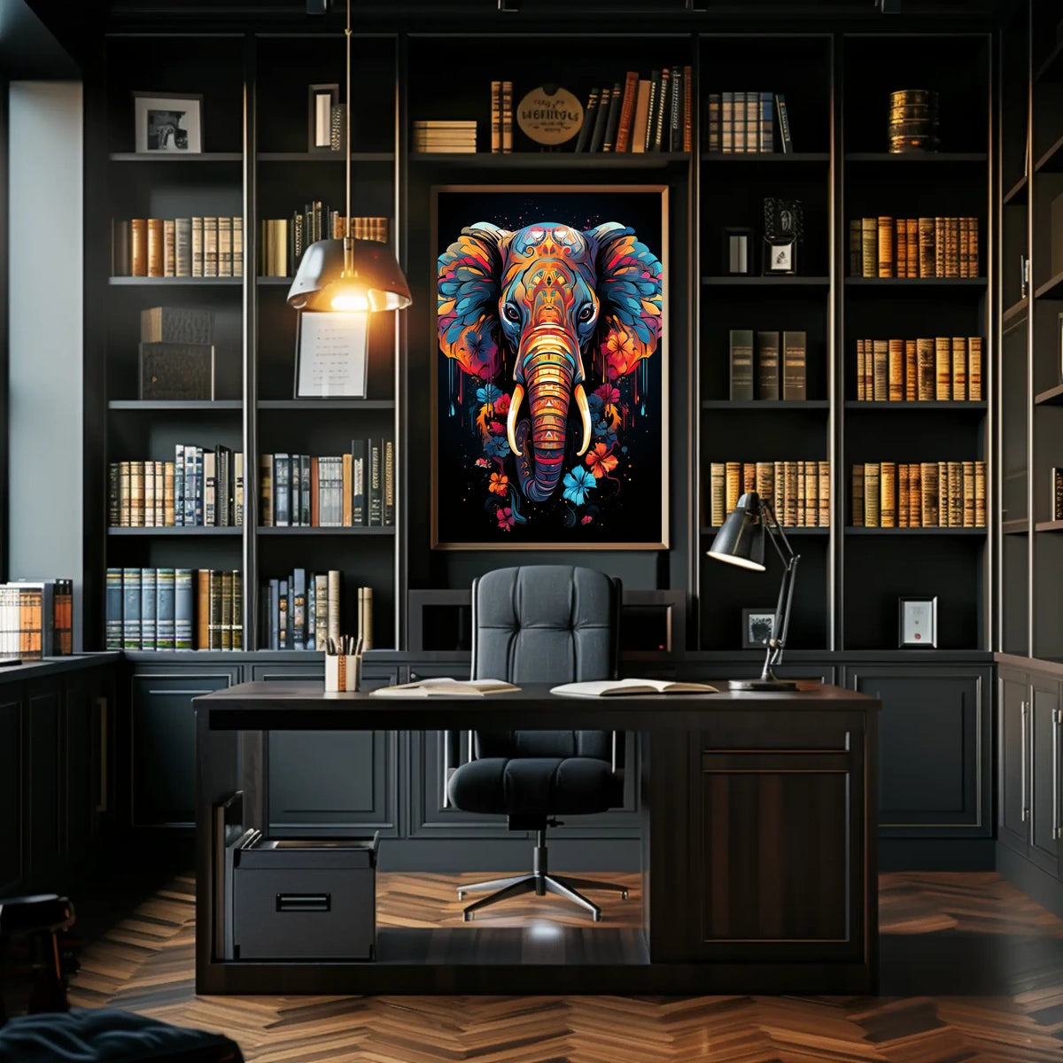 Elephant Art Poster: Vibrant Patterns and Colors