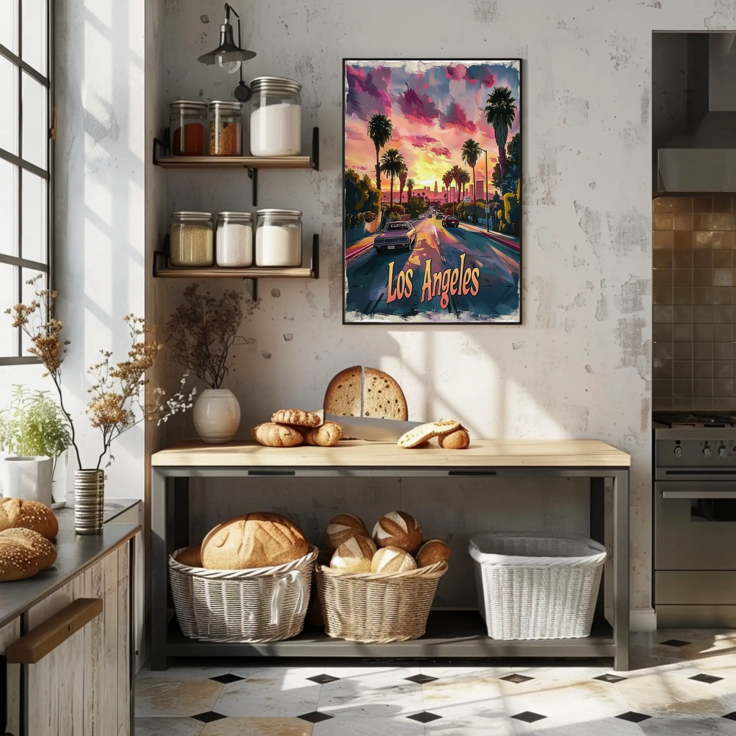 Los Angeles Palm Trees Pink Skies Sunset Travel Poster Travel Poster