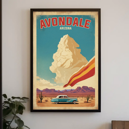 Avondale Arizona Desert Drive Vintage Travel Poster