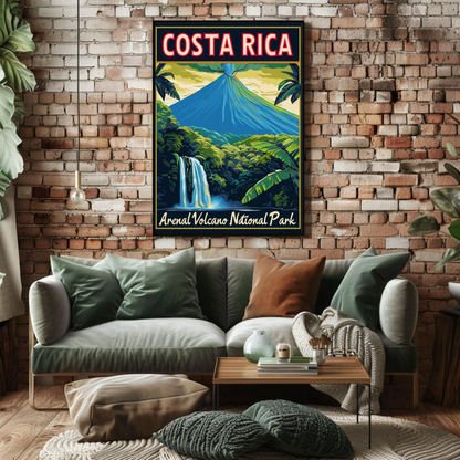 Costa Rica Arenal Volcano National Park Vintage Style Poster