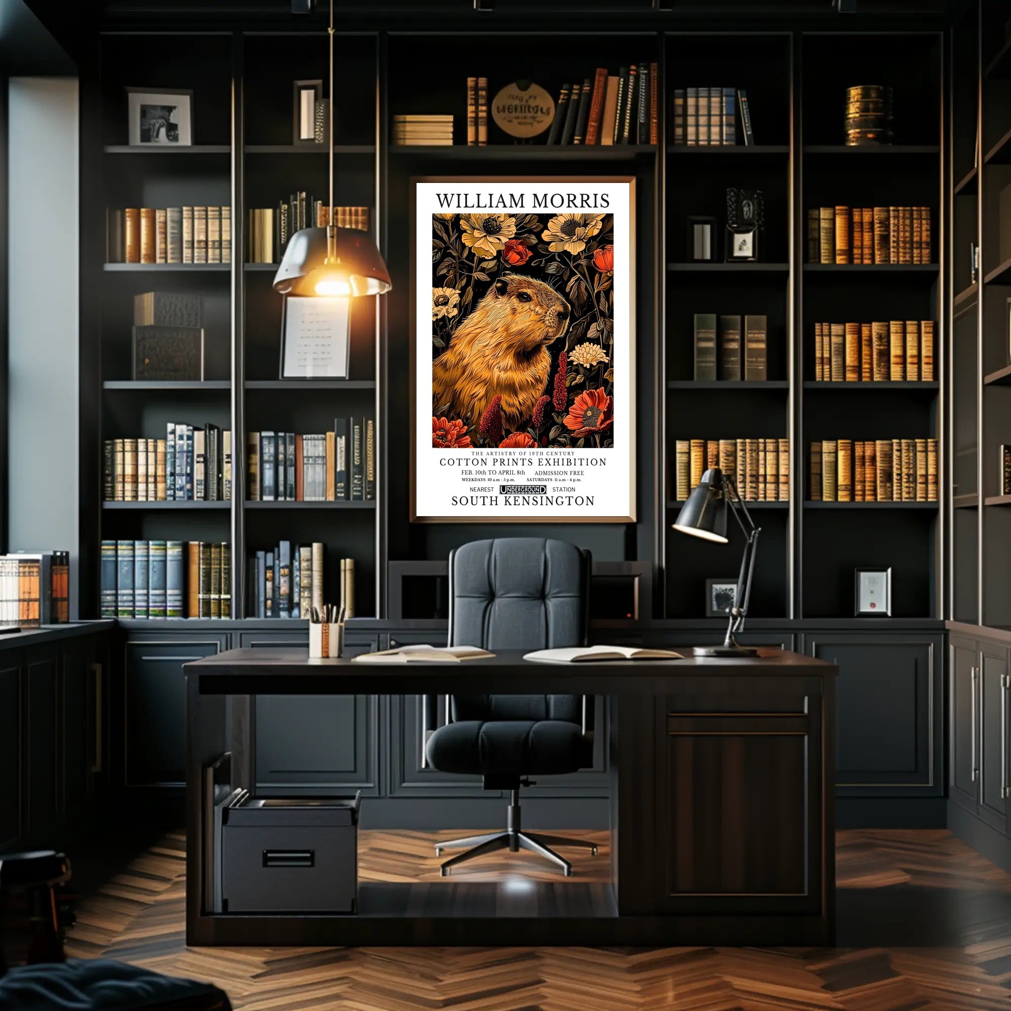 William Morris Exhibition with Capybara Artistic Poster