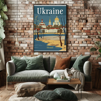 Ukraine Cityscape Vintage Poster