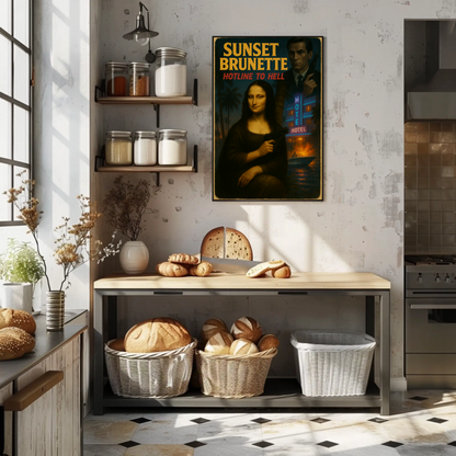 Sunset Brunette Mona Lisa Parody Noir Action Art Movie Poster