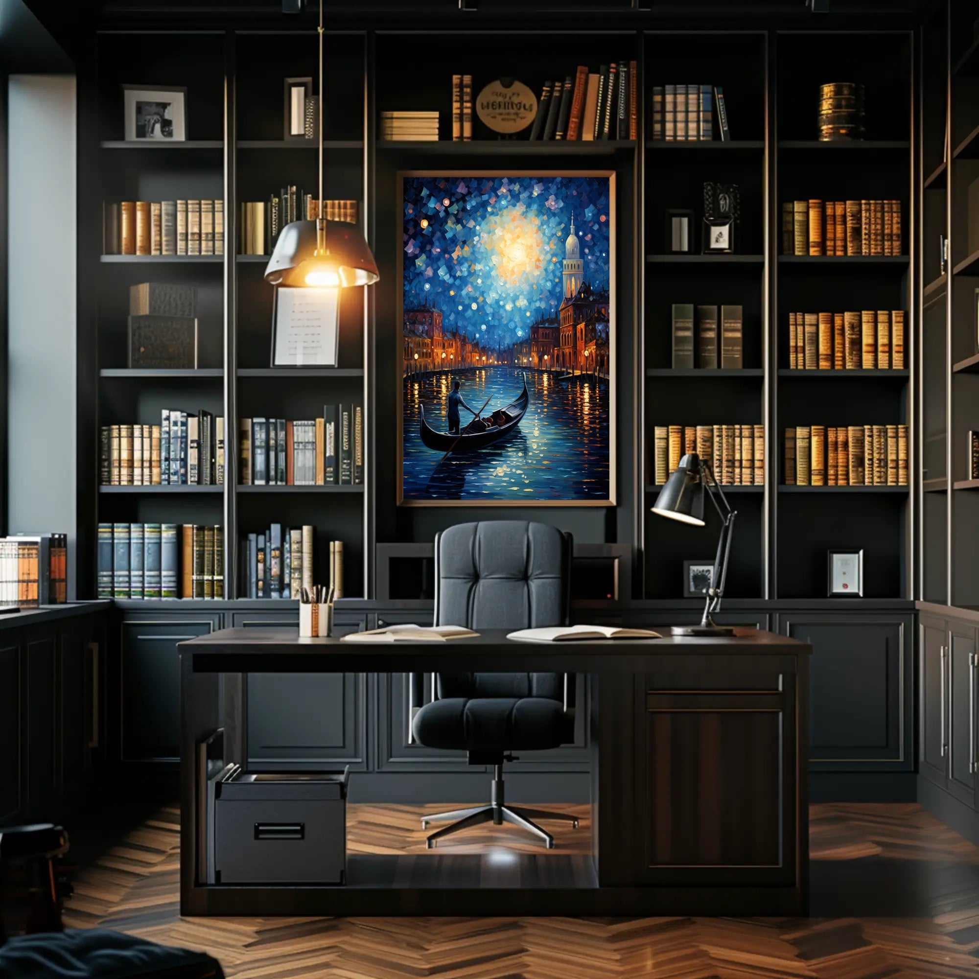 Moonlit Gondola Ride Poster