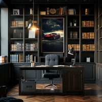 Red Supercar at Sunset Poster PosterGoat