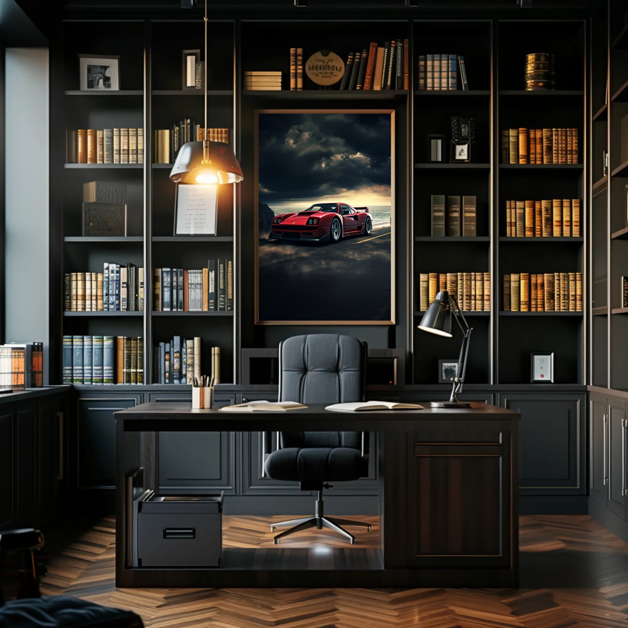 Red Supercar at Sunset Poster PosterGoat