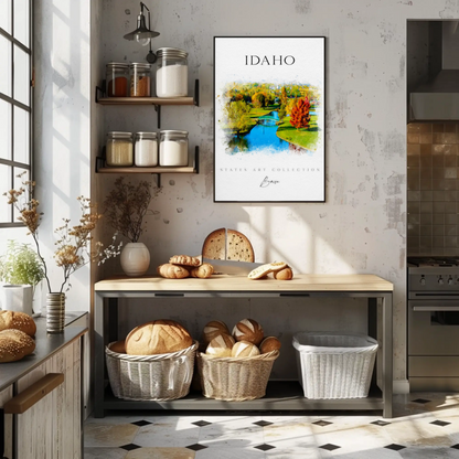 Idaho Boise Watercolor Fall Cityscape Poster