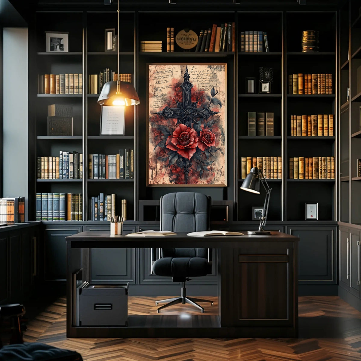 Gothic Roses and Cross Artistic Pop Culture Poster