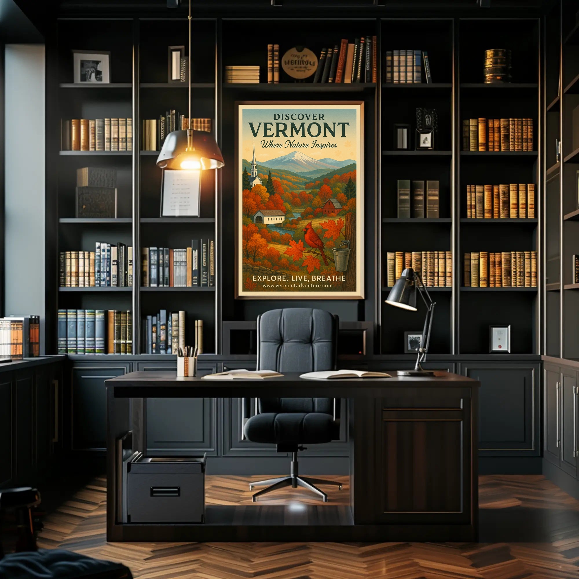 Vermont Scenic Travel Poster Vintage Nature Print
