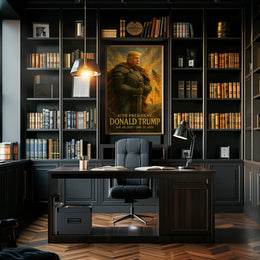 Donald Trump Resolute Defender Knight Armor Digital Painting Patriotic Leadership Poster