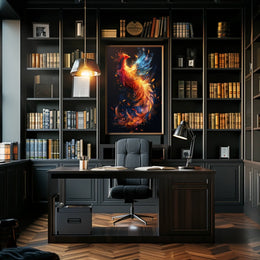 Majestic Phoenix in Flight: Mystical Art Poster