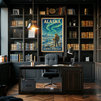 Alaska Adventure Northern Lights Travel Poster