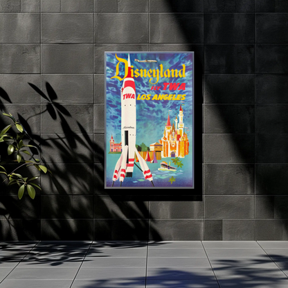 1955 TWA Disneyland Moonliner Advertising Travel Poster