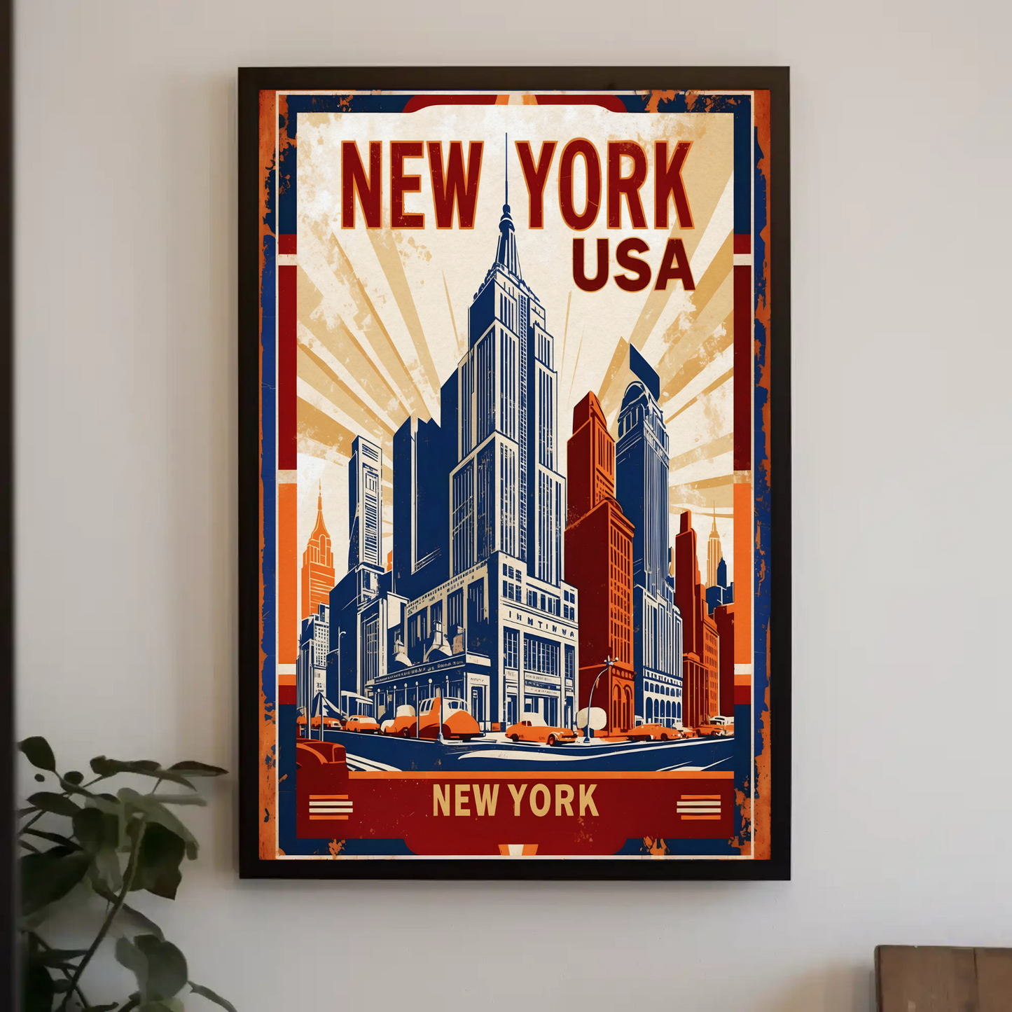 New York USA Empire State Building Vintage Travel Poster