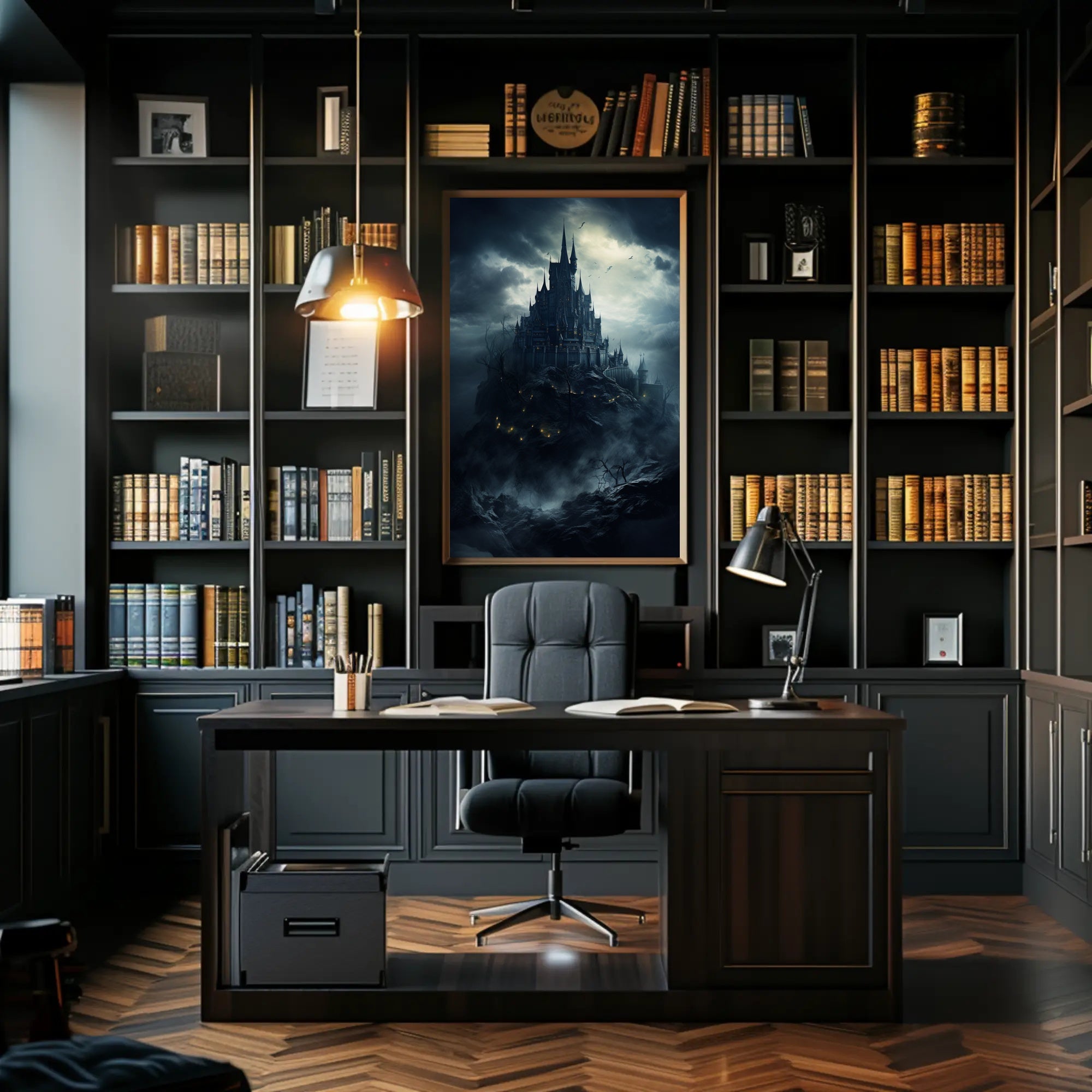 Mysterious Castle On A Stormy Night Poster