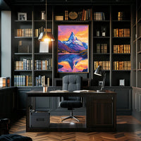 Matterhorn Sunset Reflection Vibrant Art Poster