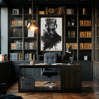 Intense Black and White Brooding Character Poster PosterGoat