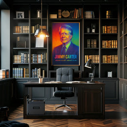 Jimmy Carter 39th President of the United States Neon Gradient Overlay Poster